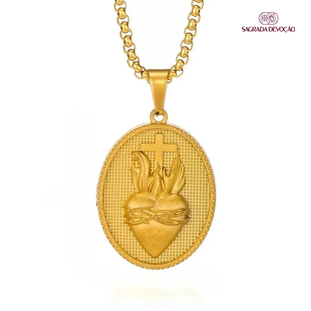 Colar Sagrado Coração de Jesus - Ouro 18K