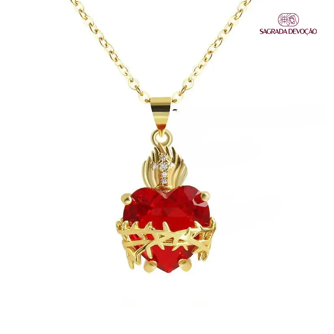 Colar Sagrado Coração de Jesus | Folheado a Ouro