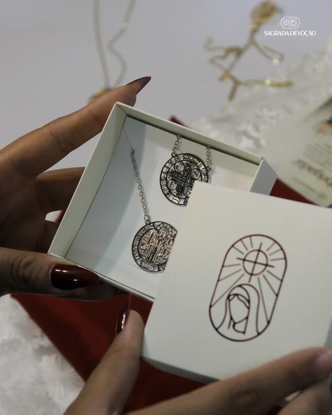 Escapulário São Bento Masculino Prata 925 - Vazado