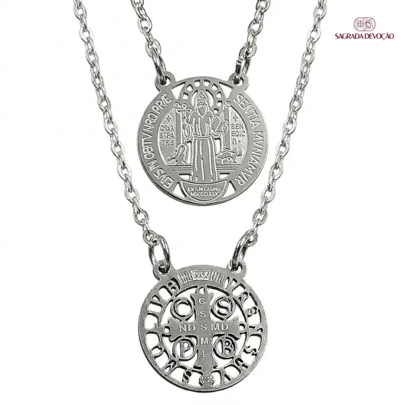 Escapulário São Bento Masculino Prata 925 - Vazado