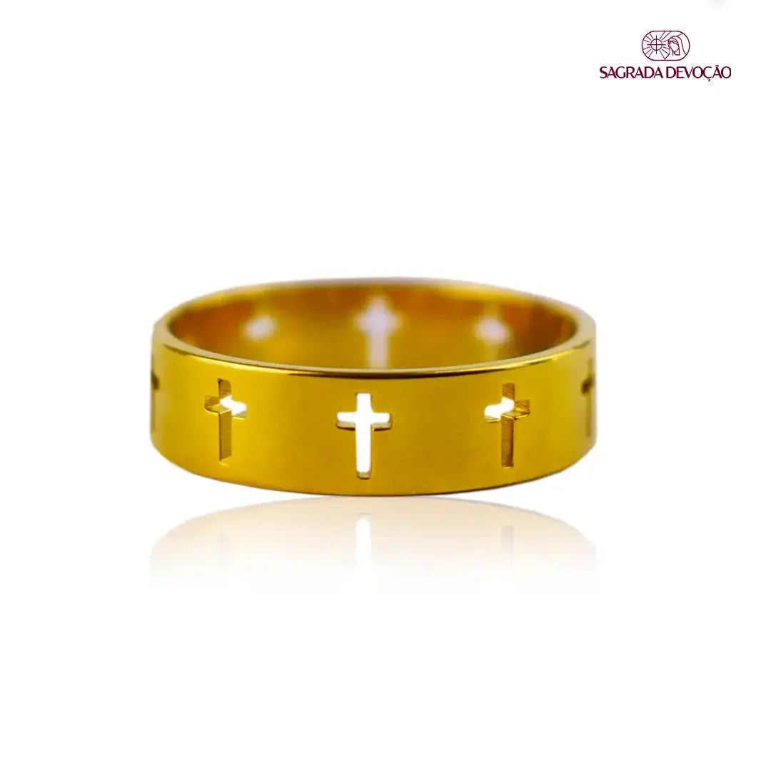 Anel Minimalista de Cruz - Luxo e Proteção