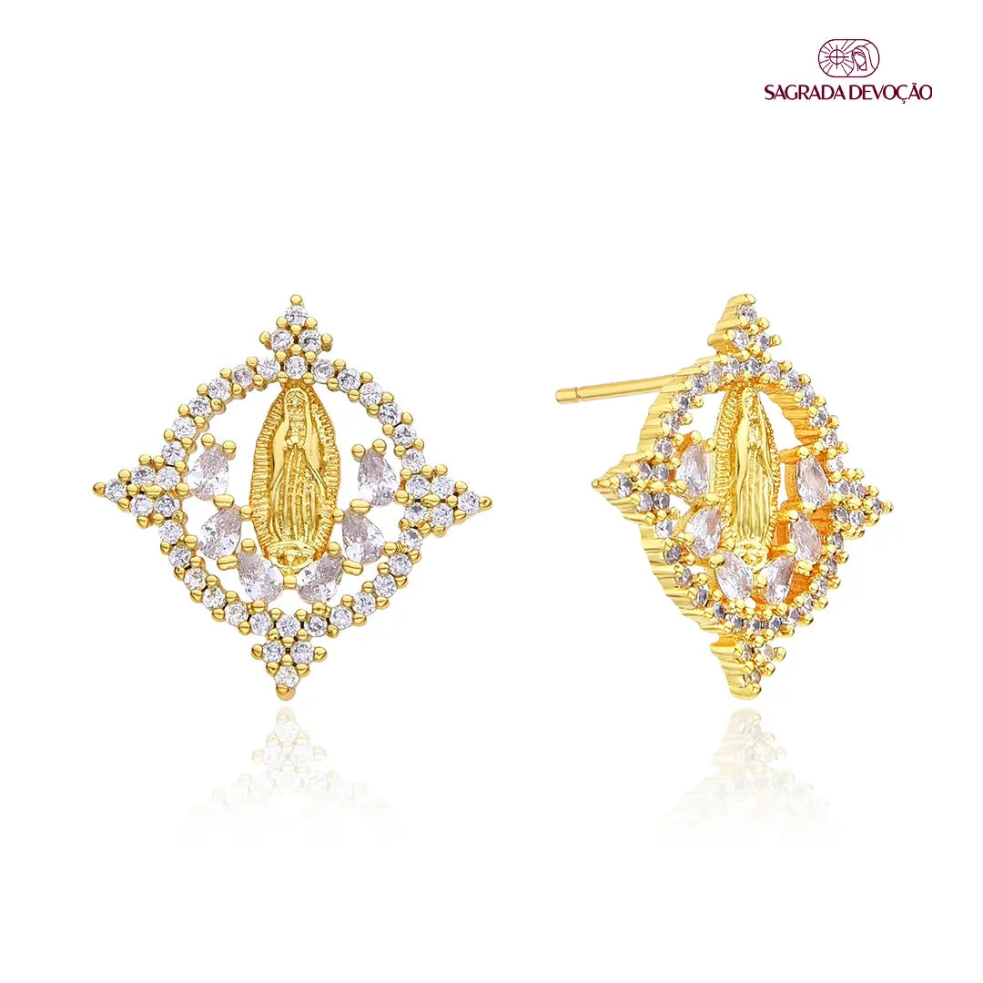 Brinco de Nossa Senhora de Guadalupe com Zircônia