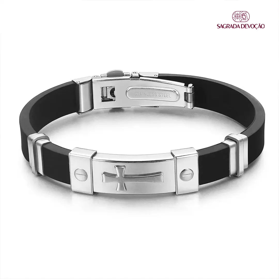 Pulseira de Cruz Masculina - Luxo e Devoção