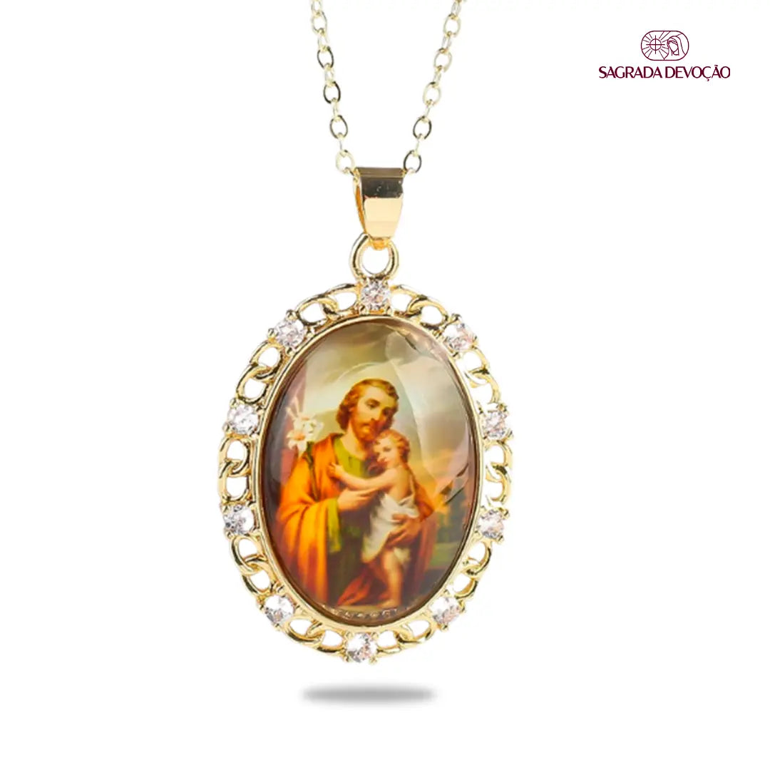 Colar Religioso de Zircônias em Ouro 14K