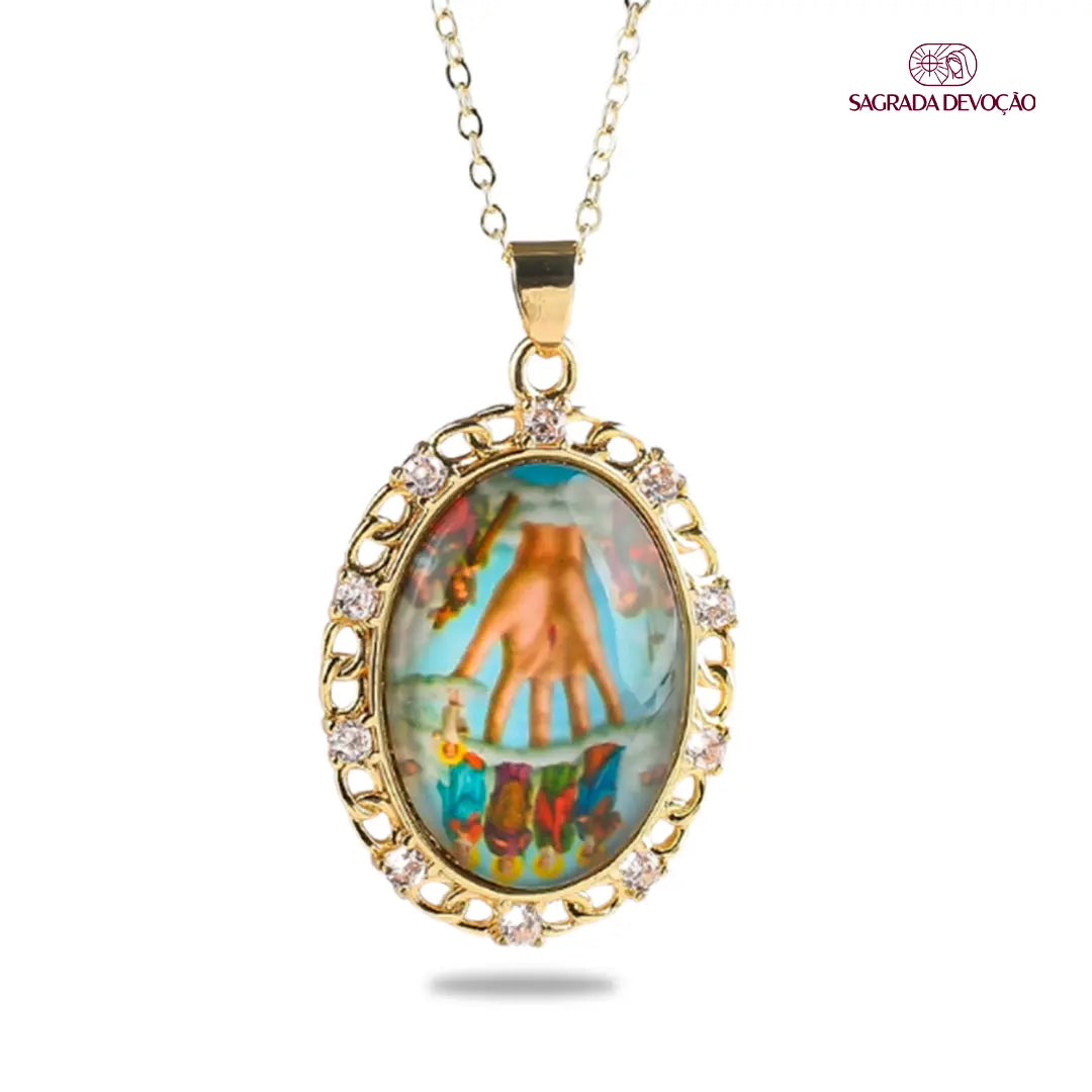 Colar Religioso de Zircônias em Ouro 14K