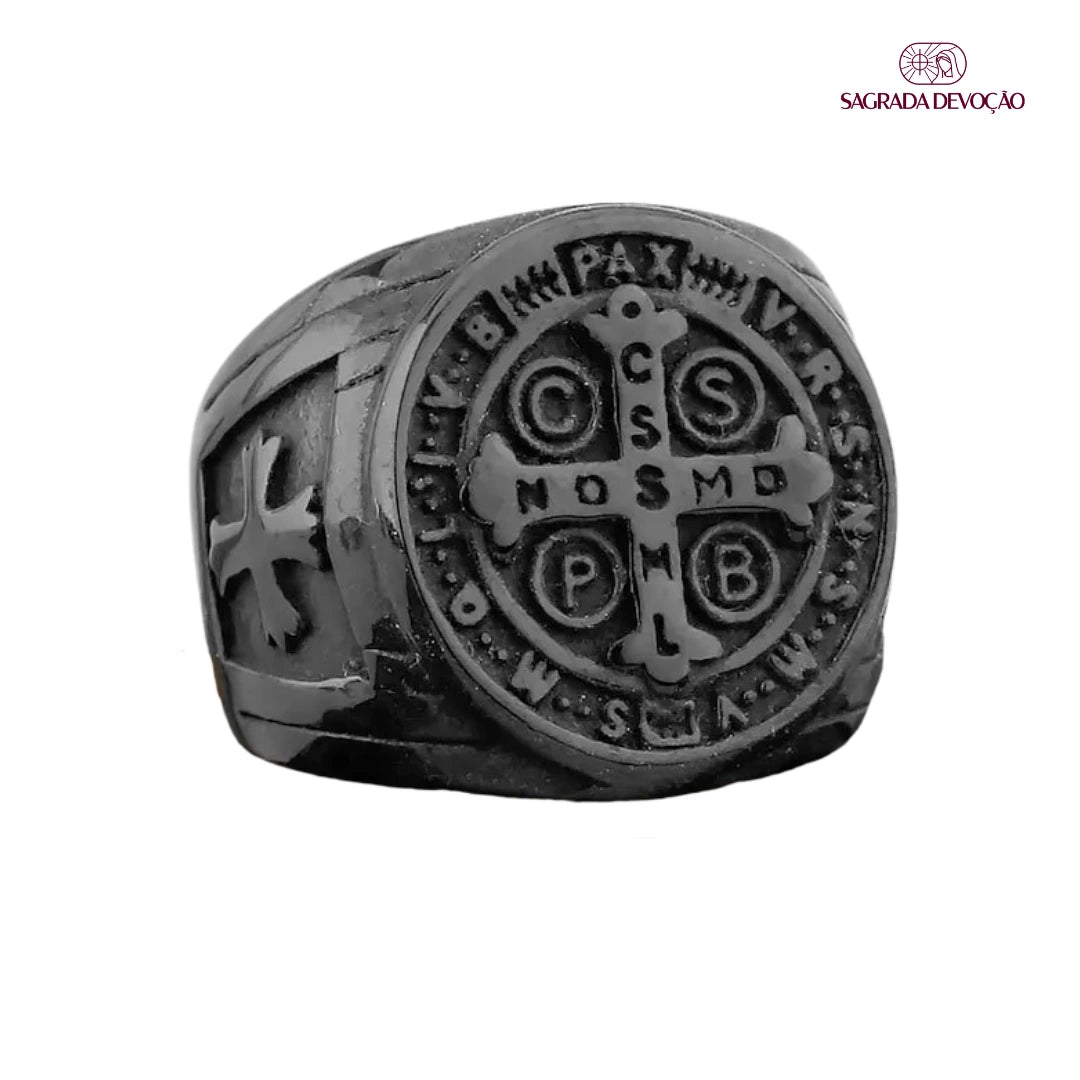 Anel de São Bento Inoxidável - Preto