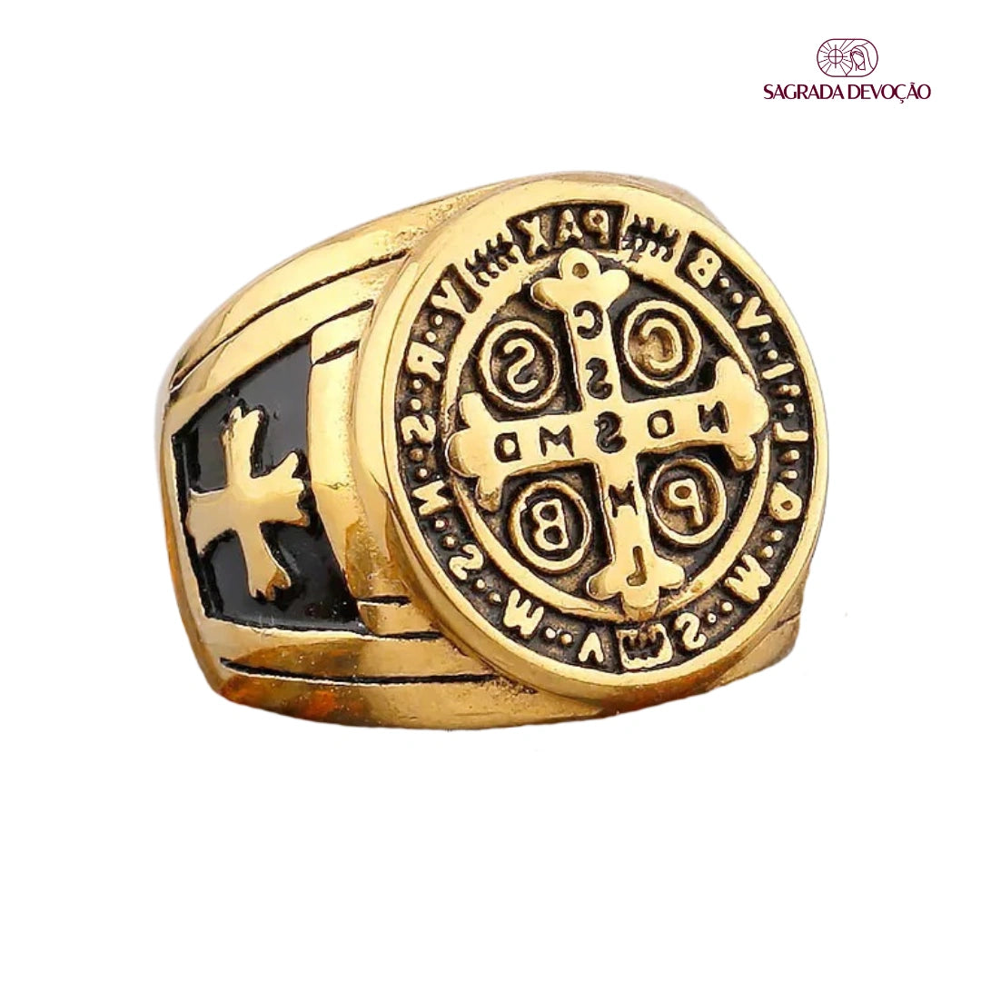 Anel de São Bento Inoxidável - Dourado