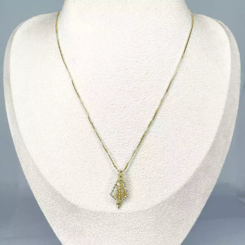 Colar Nossa Senhora Aparecida Feminino – Pingente Religioso com Zircônias