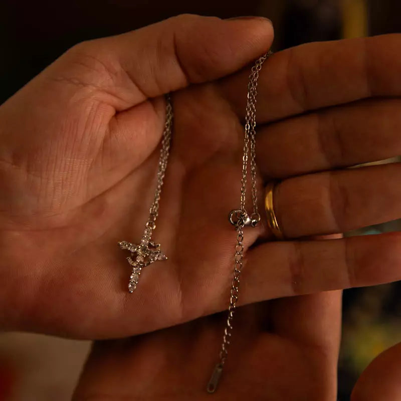 Colar Cruz e Coroa de Cristo – Ouro e Prata
