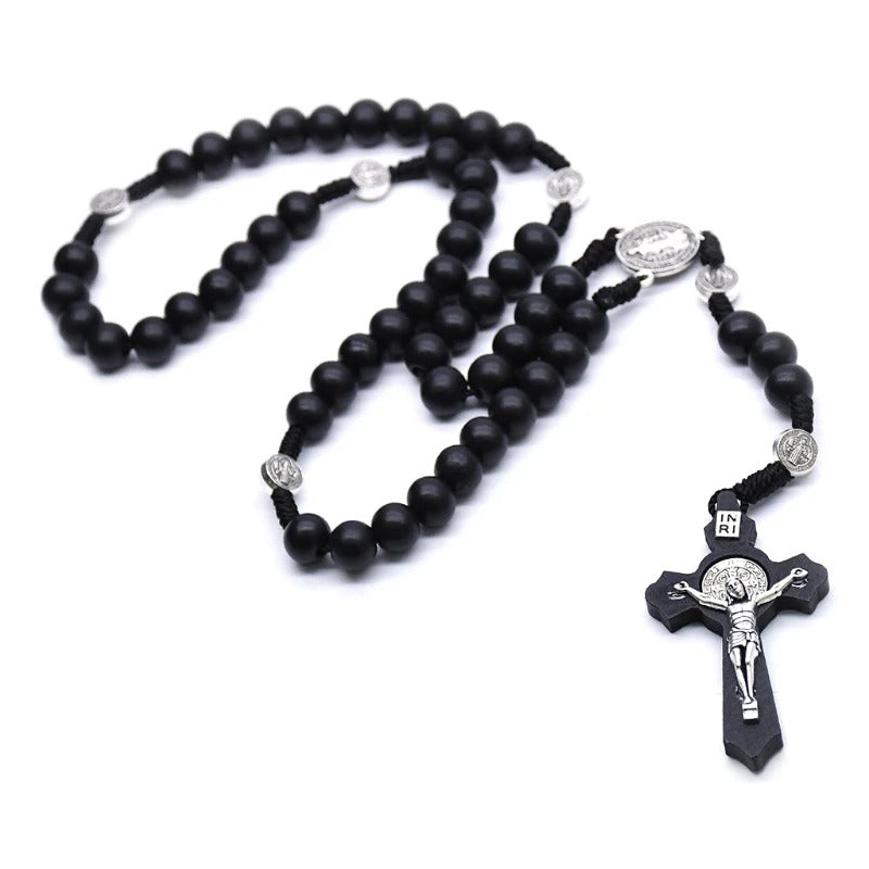 Rosário Preto Cruz de Jesus - Reze com Sobriedade e Estilo | Entrega Grátis