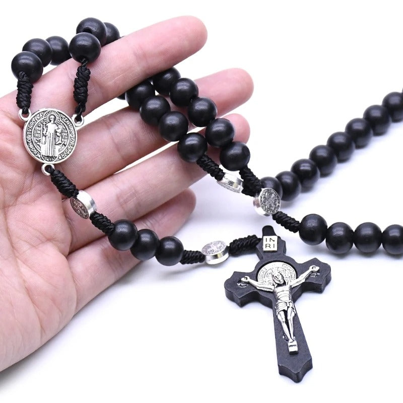 Rosário Preto Cruz de Jesus - Reze com Sobriedade e Estilo | Entrega Grátis