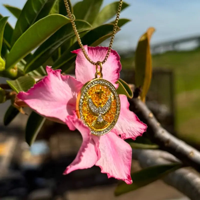 Colar Espírito Santo com Zircônias Ouro 14k – Colar Religioso Católico de Fé e Luz