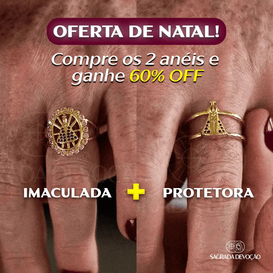 (COMPRE 1 LEVE 2) Anel de Nossa Senhora Folheado a Ouro - 60% OFF + Frete Grátis