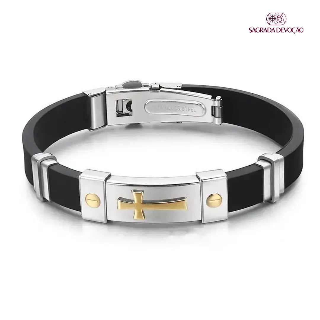 Pulseira de Cruz Masculina - Luxo e Devoção