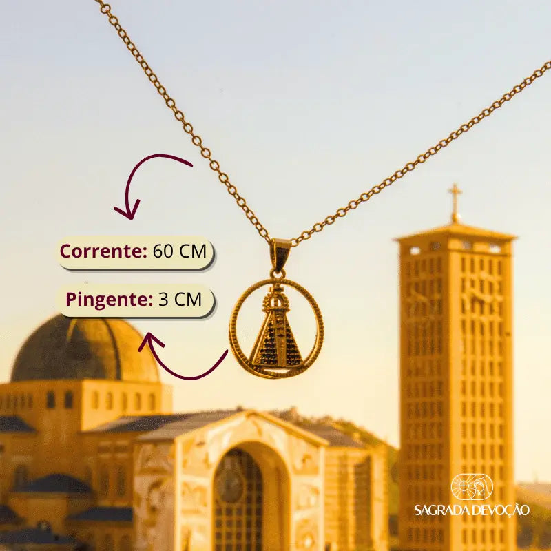 [COMPRE 1 LEVE 2] Colar Aura Nossa Senhora Aparecida Dupla Face | Zircônia Premium Ouro 14K