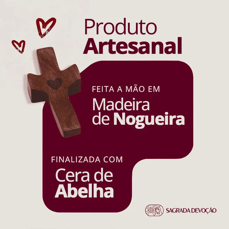 Cruz de Madeira para Oração e Paz Interior – Cruz de Bolso Religiosa para Momentos de Ansiedade