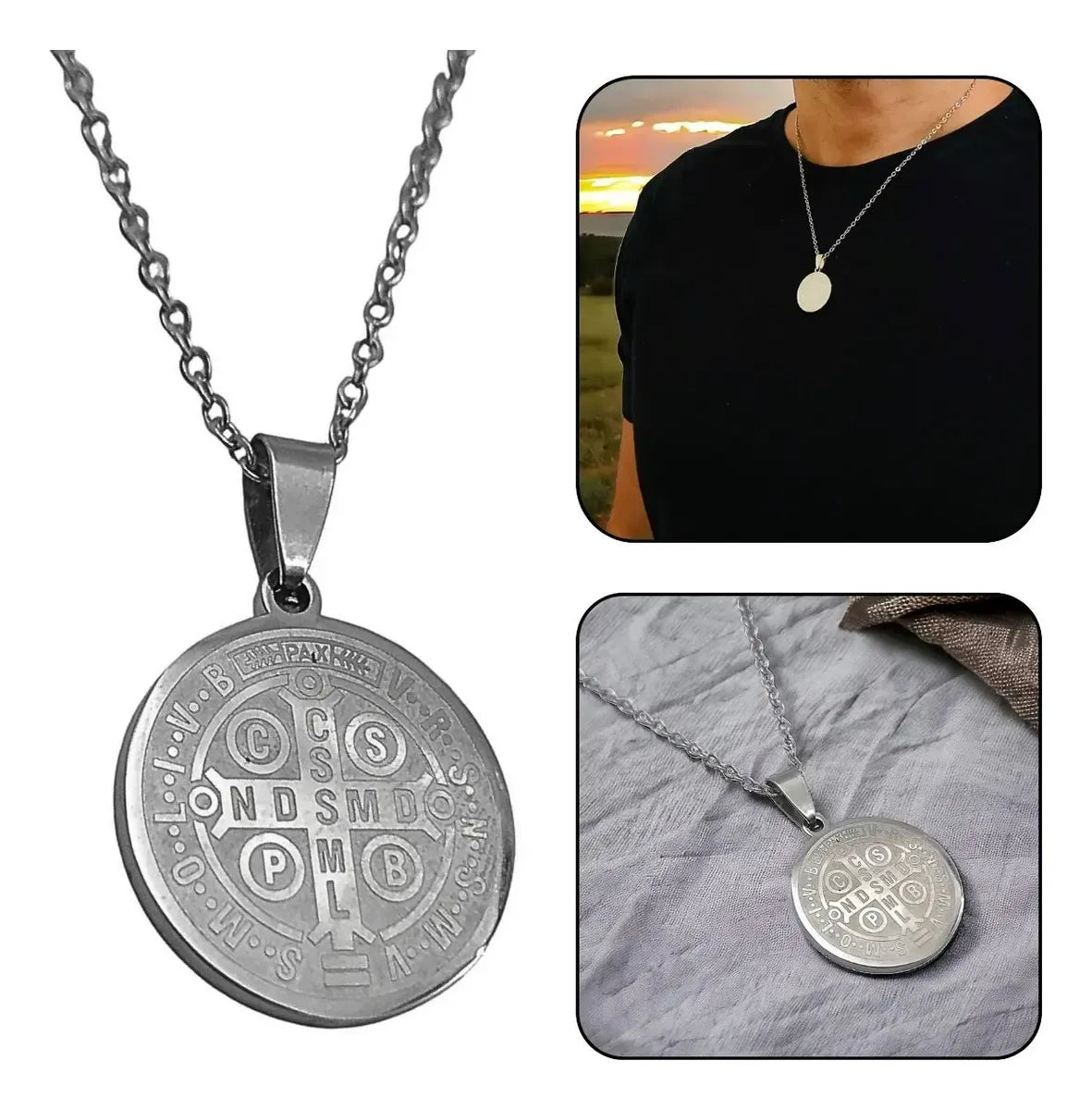 Colar São Bento Masculino e Feminino – Medalha de Proteção Espiritual